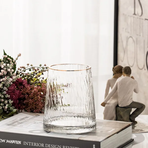 Mar.22 93번 북유럽 경유리 화병 투명 나무망치무늬 금화기 거실 심플 꽃꽂이 테이블 세팅z 금박 을 입 힌 T 키 투명 트 리 무늬