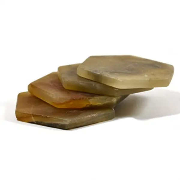 NMT 흙빛 회색 아라고 나이트 스톤 코스터 육각형 3 34 폭 4 개 세트-hBAR의 Artisan Mined Series - P011806XN5JCR60, 기본