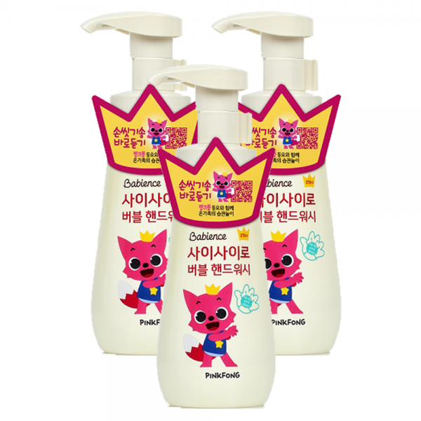 베비언스 핑크퐁 사이사이로 버블 핸드워시, 베이비파우더향, 3개
