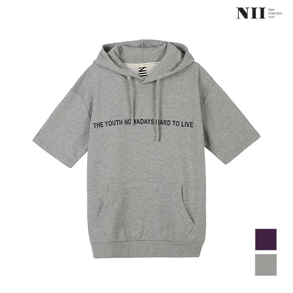  니 Nii 공용 1도그래픽 5부후드풀오버_2nnuamtf7146