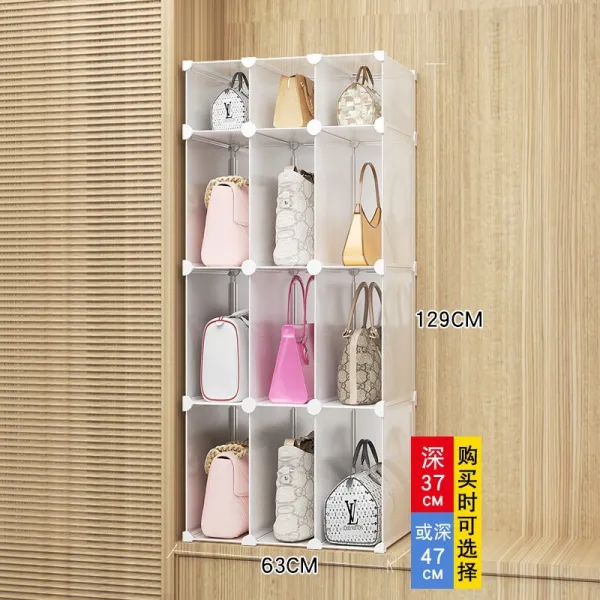 정리수납장 가방 수납장대 옷장 가정용 칸막이보드 맡기다 신기 진열장 투명 상자 룩 미니백 의 가설하다 4238281275, 47cm 다크 크기 칸 3열 4단