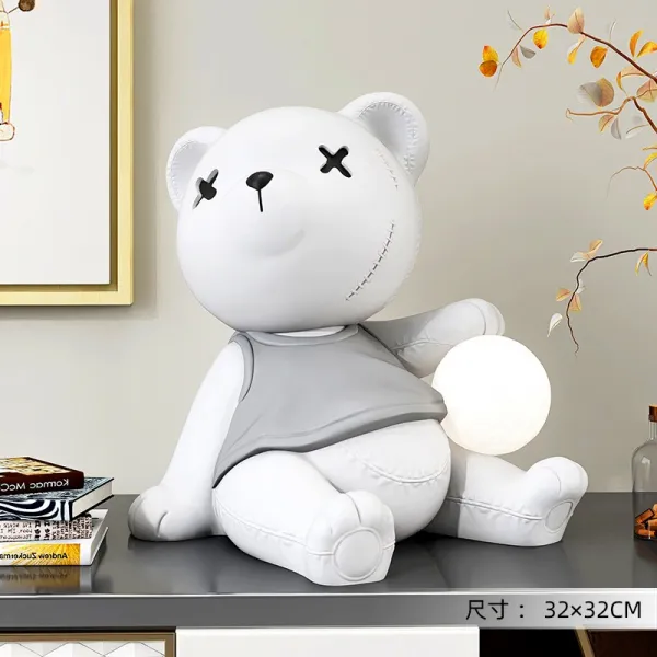 대형피규어 곰피겨 스탠드식 대형 소품 고급대리석 장식품 거실 쇼파 측면 장식 현관 이사 새집, T02-곰을 올려다보다 화이트색