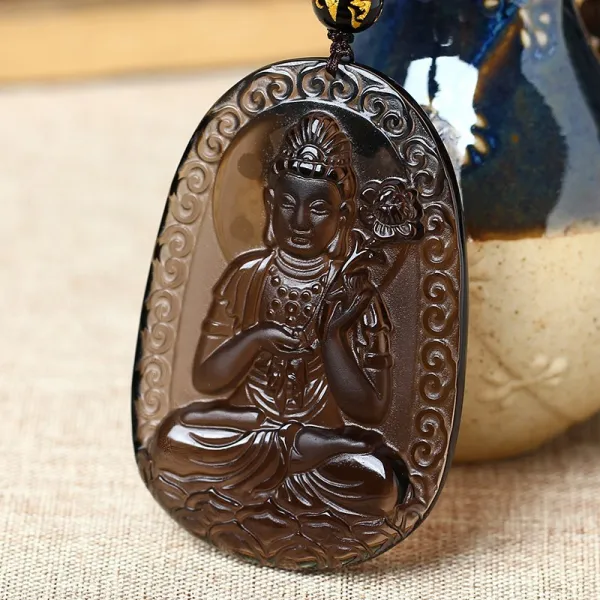 발광 천연 빙종 흑요석 대세가 지대함 보살 펜던트 띠말띠 본명불 수호신 목걸이
