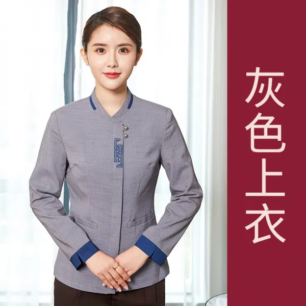 호텔 청소 작업복 추동복 여 객실 부동산 레스토랑 술집 점원 정 웨이터 청소복, XXXL 그레이