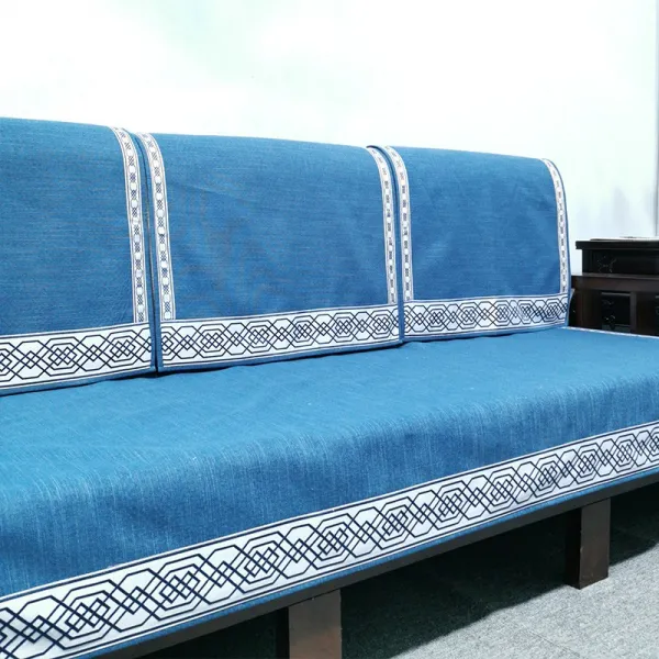 엘시아 중국식 클래식 덧씌우개 등받이 나한 매트리스 면린넨 사계절 통용 사계절 내내 안녕하다 블루 ）