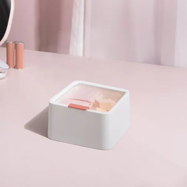 투명 두 칸으로 나누다 면봉 사물합 소품 정리함박스 화이트, 화이트 1개입