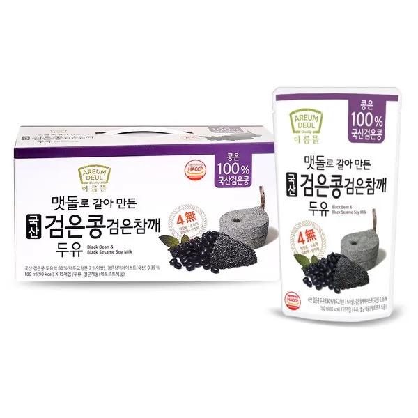 [본사직영] 아름뜰 맷돌로 갈아만든 국산 검은콩 검은참깨 두유 45팩, 45입, 180ml