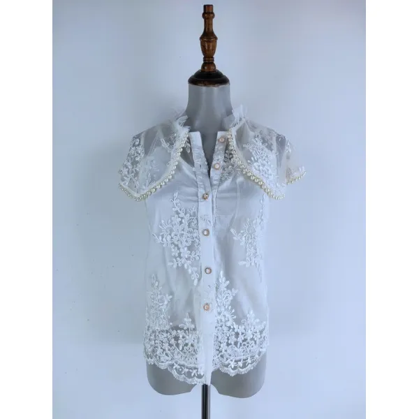 상의 절묘하고 예스럽다 VINTAGE 고품 최고급품 아니 셔츠를 부딪치다 청신 홍콩무드 여자셔츠 3873156148