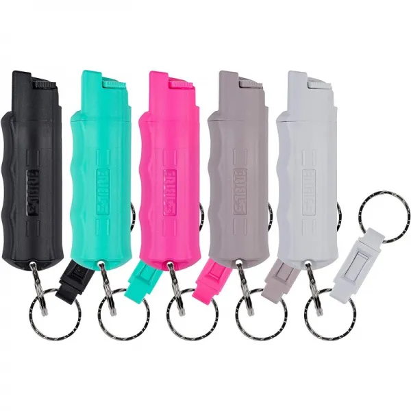 SABRE RED Pepper Spray Keychain(빠른 접근을 위한 퀵 릴리즈 포함) - 경찰력 OC 스프레이 정확한 조준을 위한 손가락 그립, 단일옵션