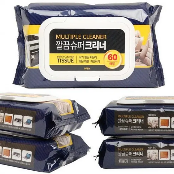 서현마트 깔끔슈퍼크리너 물티슈 60매 10개 우수한 세정 저자극 세정티슈 1