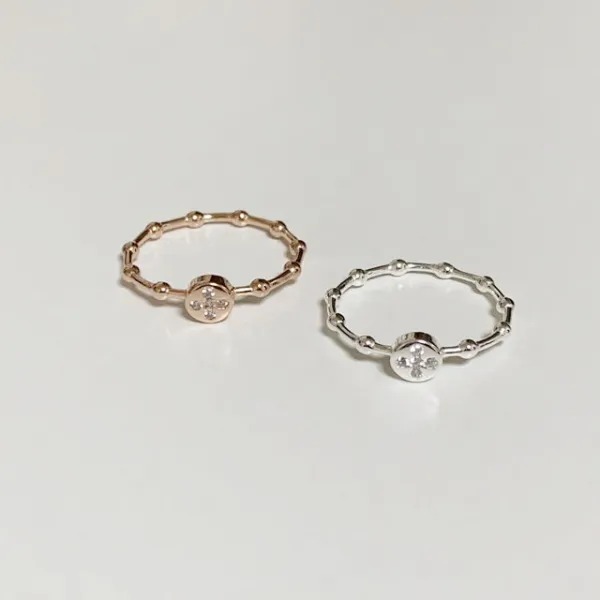 리지스튜디오 [92.5silver] 실버 묵주 원형 십자가 큐빅 은반지 (실버 로즈골드)
