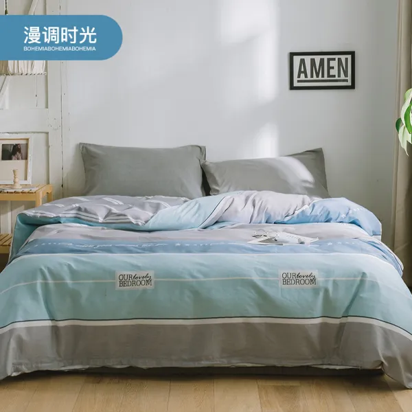 싱글침대커버세트 이불커버 싱글 순면 학생기숙사 1.5미터 1.8m침대 2인용 200x230전체면이불, C12-만조 시간