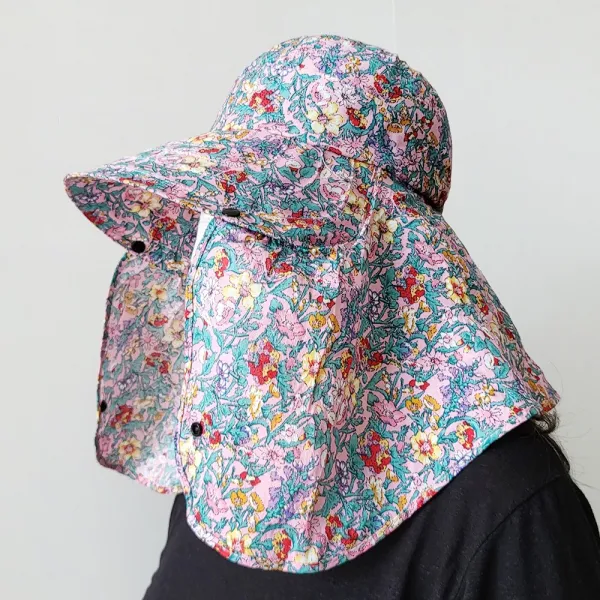 오브원 라비오 플라워UV 차단 와이드커버 탈부착 농사모자