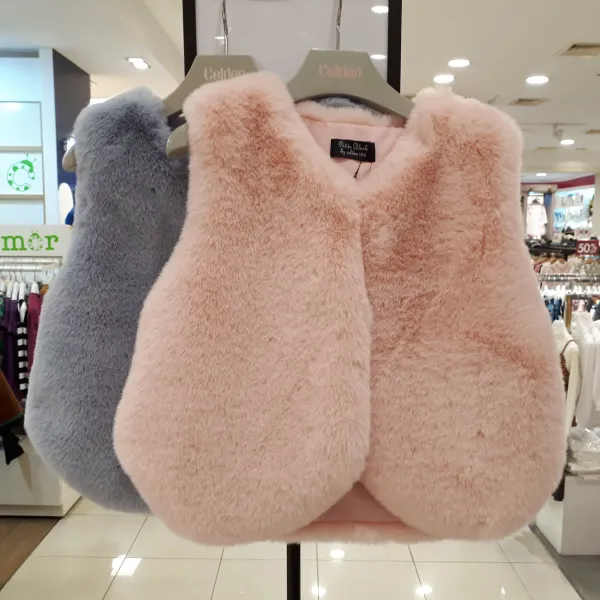 셀덴 [동아백화점 수성점] [겨울 신상] 30% 여아 보들보들 부드러워요~~ 소프트 에코 퍼 베스트 V넥 털 조끼 EDVW19W51