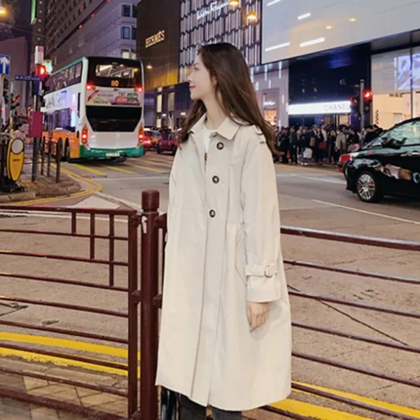 이우미 여성 봄 가을 트렌치코트 얇은 자켓 바바리 하객 루즈핏 캐주얼 가을코트 Lq079