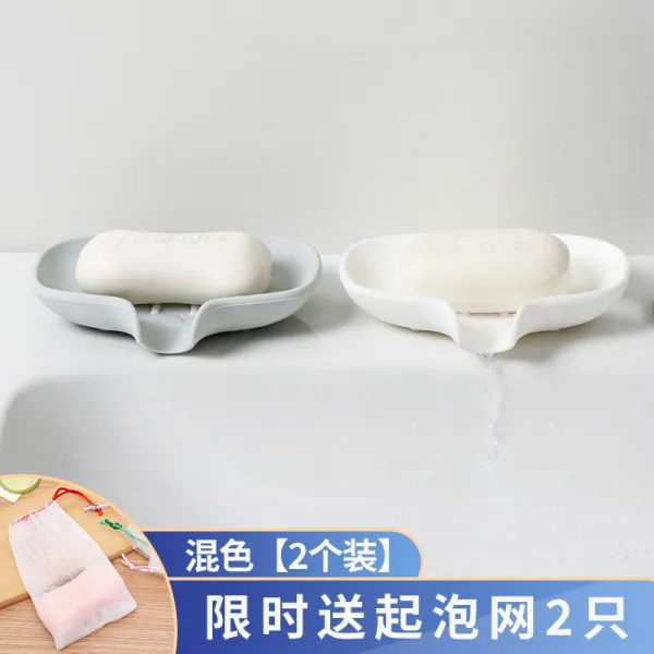 Mar.23 31번 일본을 면제해 펀칭 비눗갑이 큰 사이즈의 고인 물을 싱크대 화장실 선반 도입 창의. 실리콘류 향 비누 케이스z 3_2 개 포장 화이트 + 그레이 실리콘 사포닌 상자