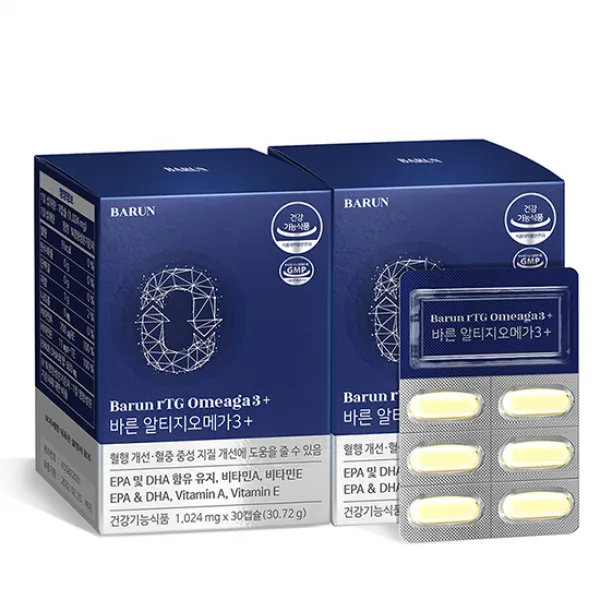 바른 rTG알티지 오메가3+, 2박스, 1024mgx30캡슐