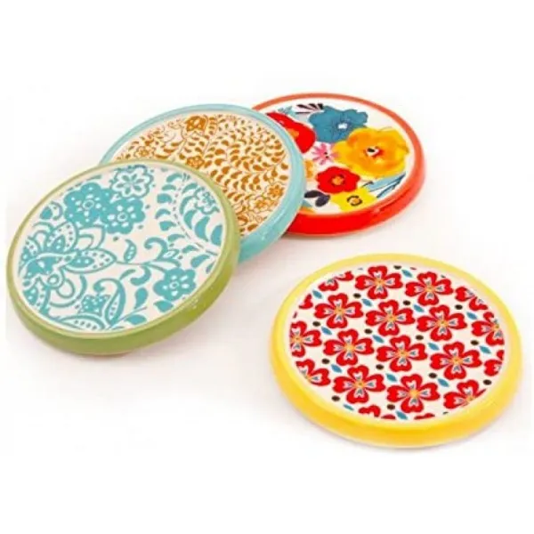 선구자 여자 벼룩 시장 코스터-4 개 세트-화려한 Florals