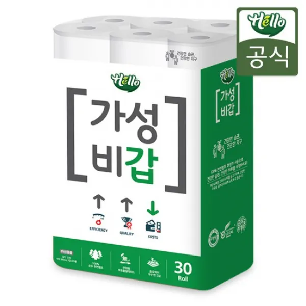 헬로 가성비갑 천연펄프 3겹 화장지 30롤 X 1팩 없음 상세설명 참조