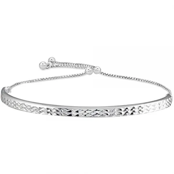 Verona Jewelers 베로나 보석상 스털링 실버 다이아몬드 컷 바 조절 팔찌 반 뱅글 다이아몬드 컷 바