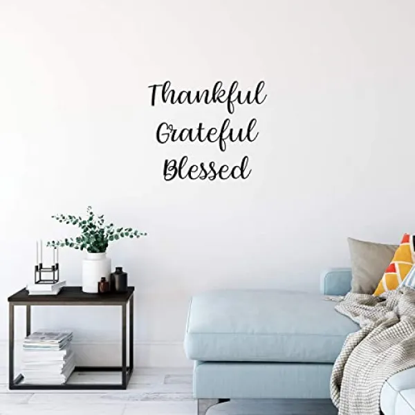 VINYL WALL ART DECAL - 고맙게도는 감사드립니다 - 18.5 x 22 - 현대 영감 낙천주의 홈 오피스 침실 용 인용구 침실 옷장 거실 교실 아파트 장식 (블랙), 본상품