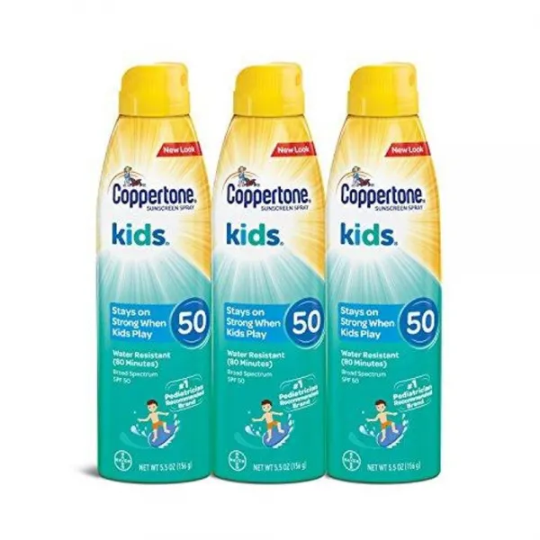 Coppertone - 코퍼 톤 키즈 선 스크린 연속 스프레이 SPF 50 - 5.5oz(3팩), 1매입