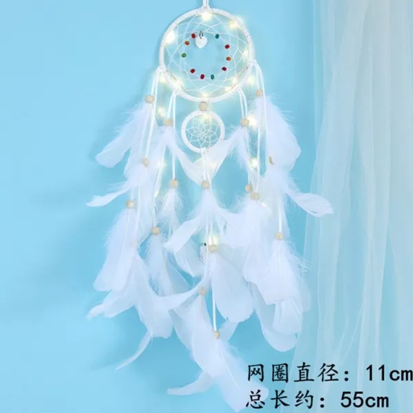 드림캐쳐 드림캐처 깃털 풍경 걸이식장식 가구 실내 인테리어 거는장식 창의적 공중 장식품 등장식 선물 T23 화이트색 삼생삼세 라이트내재+자례
