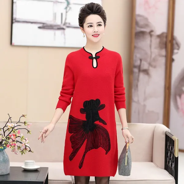 그린그린 웨딩원피스 결혼식원피스 40 50대 중노년층 오버핏 빅사이즈 뚱뚱함 마담 엄마옷 결혼식이 A판 스웨터 두꺼운