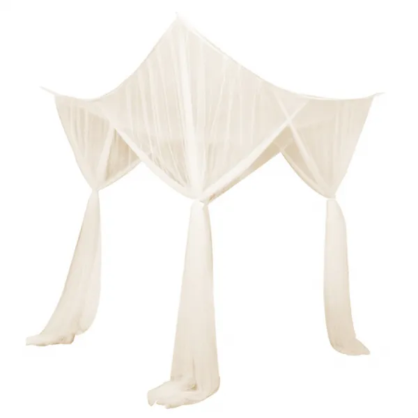 STK 4 코너 포스트 침대 캐노피 모기장 침실 교수형 침대 Valance 화이트, 베이지
