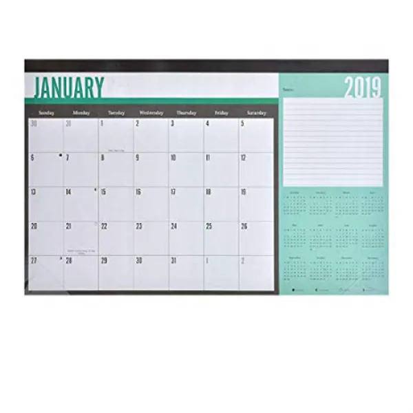 2019 Desk Calendar Monthly Page Format Green 2019 데스크 캘린더 월별 페이지 형식 녹색, nullSET