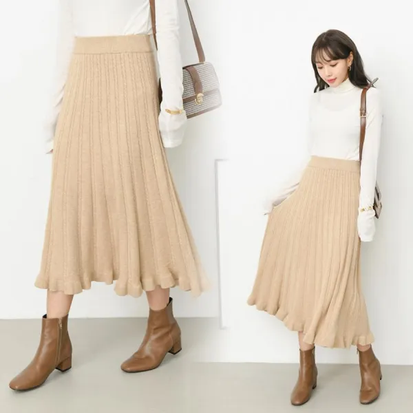 Chicme 시크미 여성 니트 허리밴딩 데일리 롱 꽈배기 스커트