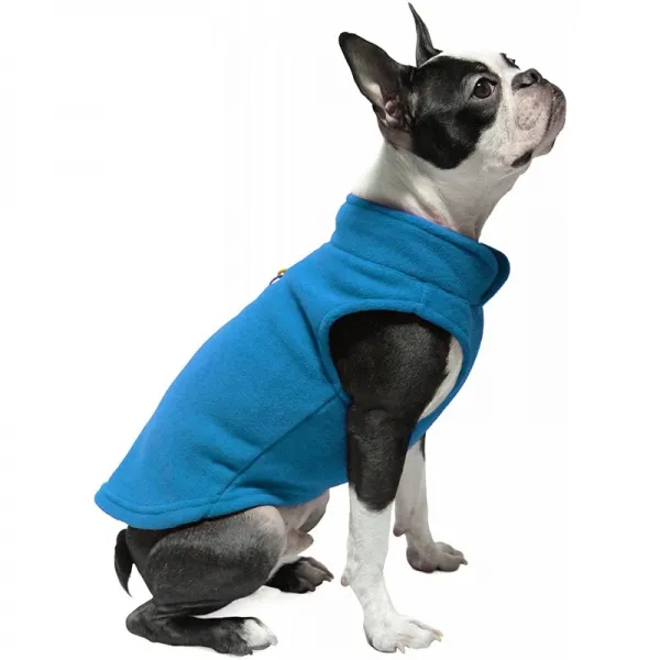 Gooby Dog Fleece Vest-Deep Blue Medium-Pullover Dog Jacket with Leash Ring-Winter Small Dog Sweater-Warm Dog Clothes, 단일옵션
