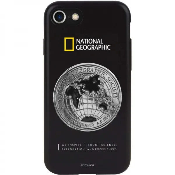National Geographic iPhone 8 케이스 / iPhone 7 케이스 Global Seal Metal-Deco Case 블랙 (내셔널 지, 1, 단일상품
