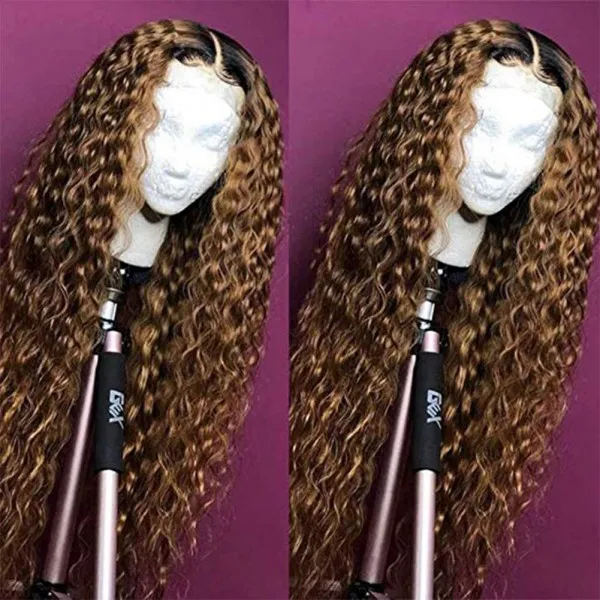 선염 금발 곱슬 레이스 프런트 인간의 머리 가발 130 % 밀도 브라질 레미 전체 레이스 가발 사전 뽑아 아프리카 계 미국인 여성 가발 8 인 단일상품 단일상품