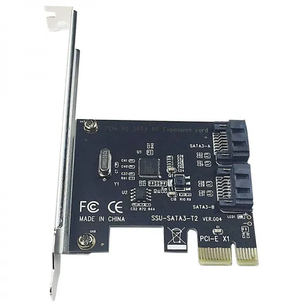 SATA III에의 PCIe 2.0 X1 2 개 포트 IPFS 광업을위한 어댑터 카드 (ASM 칩셋) 및 추가 SATA 3.0 장치 (SATA-T2), 하나, 검정