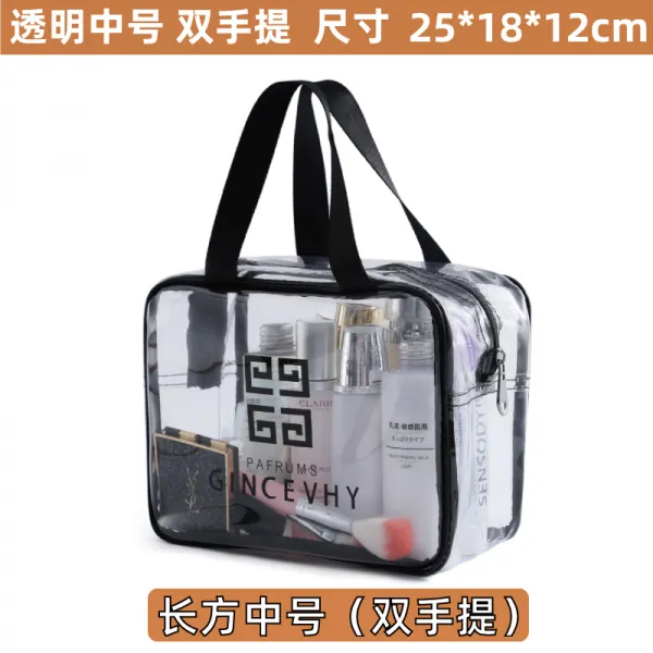 스누피아이패스파우치 넷레드 파우치 여성 휴대용 대용량 화장품 수납가방 인스풍 오버파이어 여행 방수, 투명 - 양손으로 중간 번호를 들어