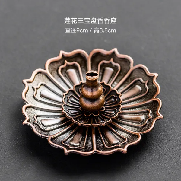 스위트영 합금 향꽂이 산호색잡색 다도 선향 부처님 독창적 가정용 금속 연꽃 향초 홀더 궁푸차 구부품 합금 연꽃 3보배다 향향꽂이