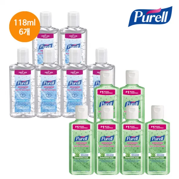 [미국배송]퓨렐 손소독제 휴대용 118ml 6개한팩 2종, 무향118ml 6개한팩