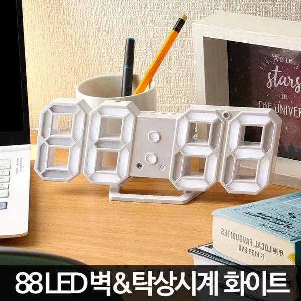 (122)짹각짹각 초침 소리없는 무소음 벽시계 인테리어, 88LED벽시계 화이트