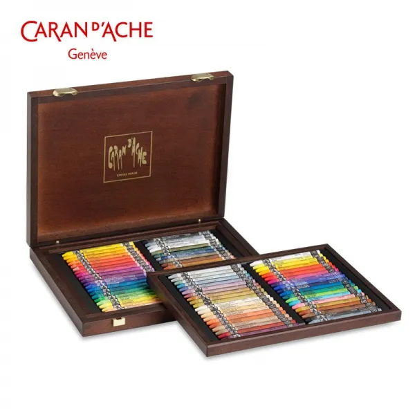 오일파스텔 Caran dAche40색 오일 크레용+40색감비 크레용 미술 그림펜 케이스가죽 고급 선물증정 선물세트 개학기