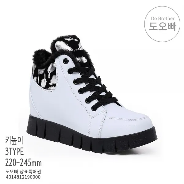 도오빠 여자부츠 여성 부츠 키높이 속굽 가을 겨울 캐주얼 신발 벨벳 기모 안감 하이탑 운동화 깃털 스커트 밑창 발목 앵글 앵클 귀여운