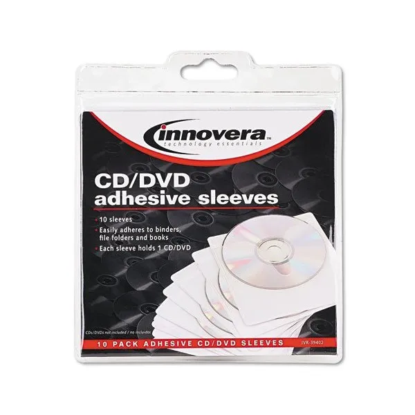 Innovera Products - Innovera - Self-Adhesive CD/DVD Sleeves 10/Pack - Sold As 1