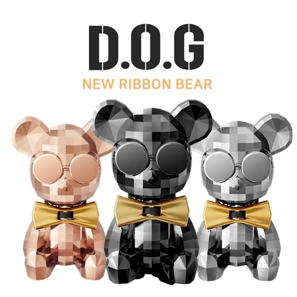 차량용 방향제 고급 자동차 디퓨저 송풍구 대쉬보드 베어브릭 동물 DOG, 크롬베어(핑크), 레몬라벤더