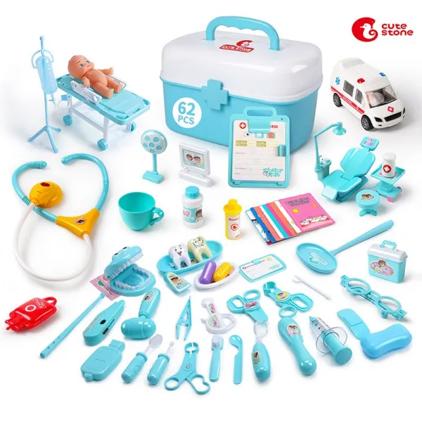 CUTE STONE 구급낭 병원놀이 세트 62pcs 놀이도구 역할놀이 어린이 선물 생일선물
