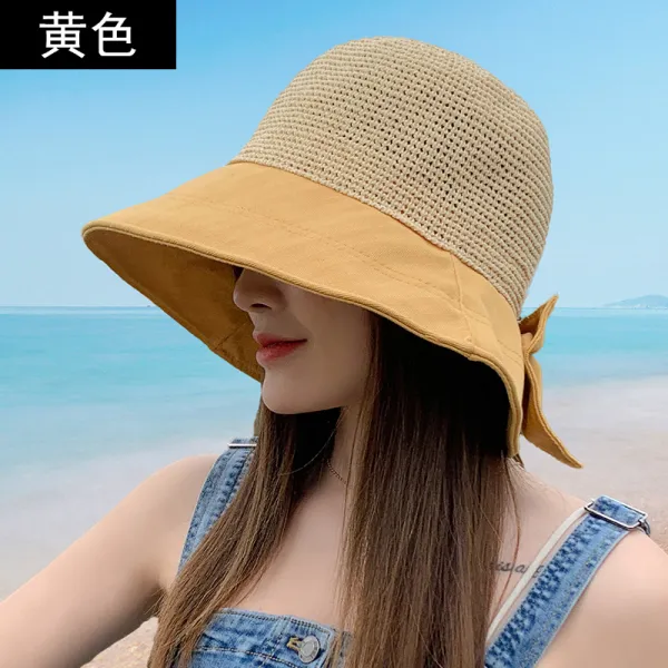 사월직구 여름페도라햇 헝가샹 벙거지 여행 얇은 위빙 라탄 펀칭 패치워크 나비넥타이 낙숫물 레쉬가드 얼굴이 작아 보인다