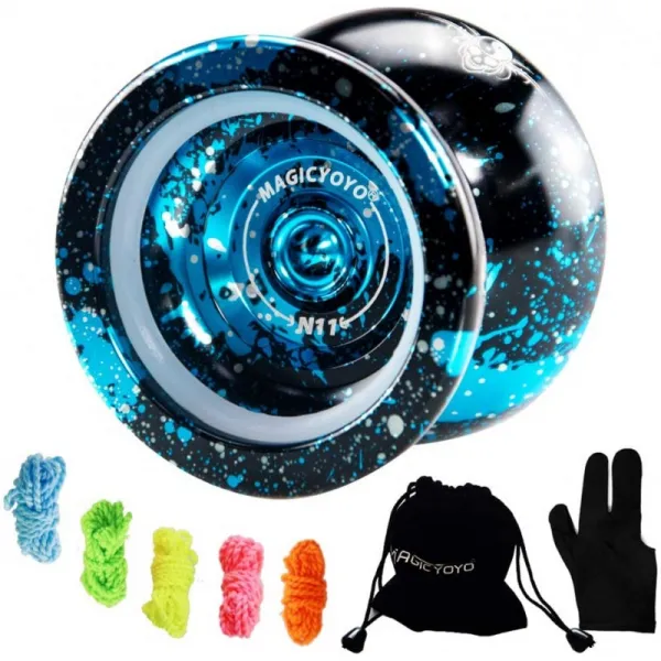 MAGICYOYO 무응답 Yoyo N11 Plus 전문가 급 요요 합금 알루미늄 요요 (가방 포함) 장갑 5 요요 스트링, 단일옵션