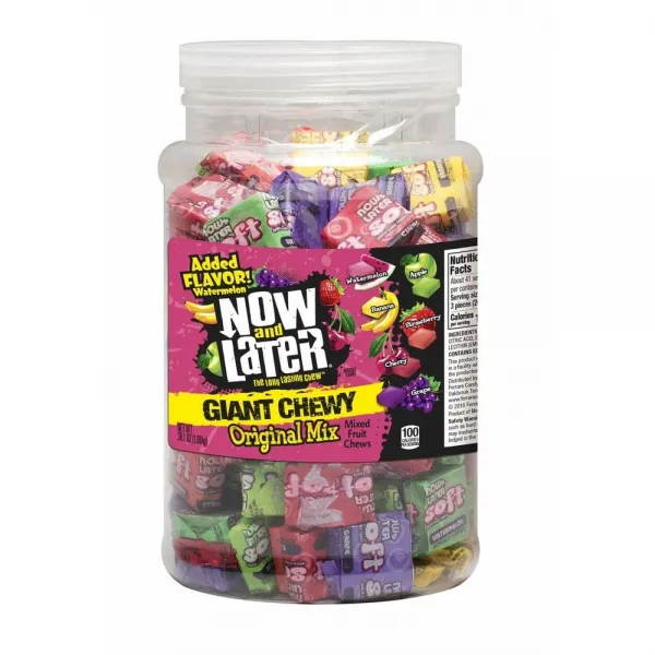 나우앤레이터 자이언트 츄위 오리지날 믹스 Now & Later Chewy Mixed Fruit Chews Assorted Jar 1.08kg, 1팩