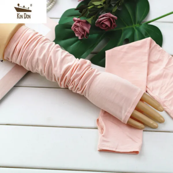 골 드 방패 (KIN DON) 선 소매 손목 토시 팔 토시 긴팔 소매 소매 여름 이슬 반지 갑 운전 하 다 라이 더 핑크 - 모 달 팔 토시 프 리 사이즈
