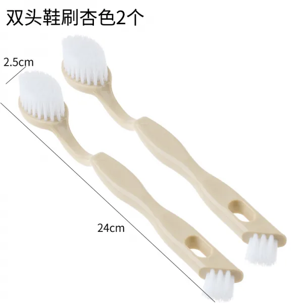 수자진 플라스틱 쁘띠 브러쉬 슈즈 소프트퍼 세탁솔 세탁물 신발 솔 쌍두 구두솔 살구색 2개