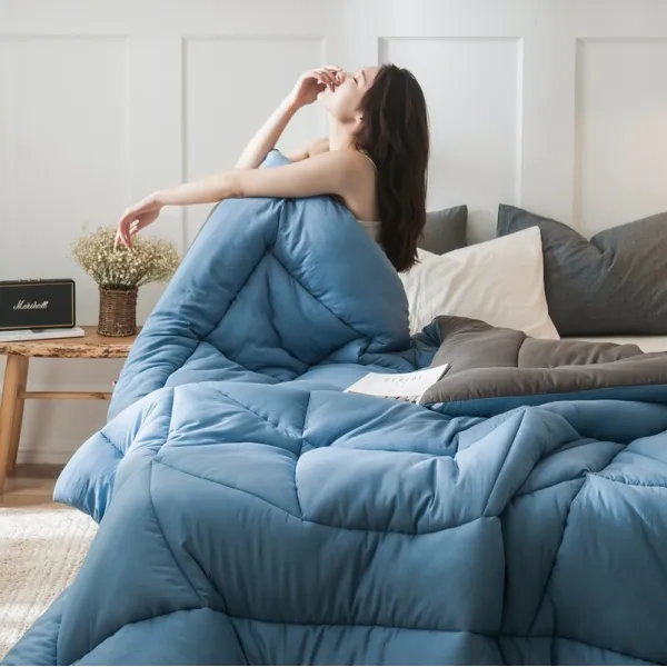 솜이불 MGF/워싱면 이불 겨울이불 단색 보온이불 심더블 싱글 두꺼운 봄가을이불 우주, C07-AMD시리즈-짙은남색+딥그레이
